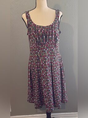 Size LP - East 5th Petite Sleeveless Geometric Diamond Print A-Line Dress